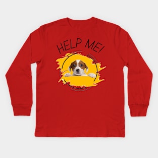 Help Me Dog Kids Long Sleeve T-Shirt